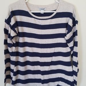 Striped, small high-low sweater, size M